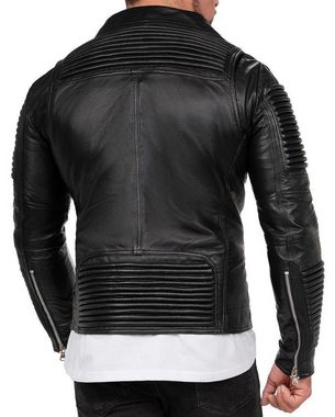 Reichstadt Bikerjacke Kunstleder Jacke RS006 (1-St) mit Rippenmuster und dicken Zippern