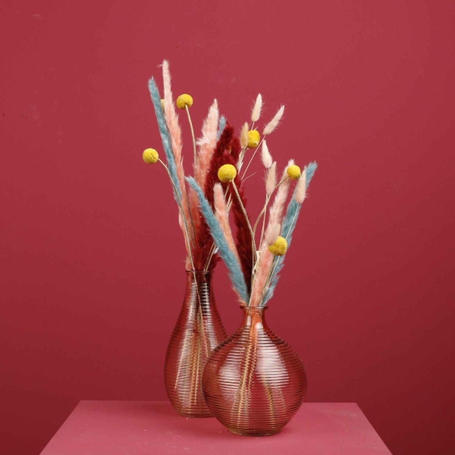 Werner Glas - cm rosa - Voß - 11,5x24 - Dekovase eingefärbtes gerillt Vase