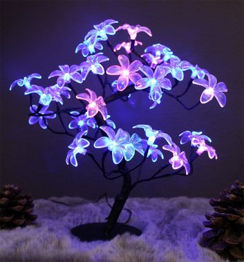 Arnusa LED Baum Leuchtbaum RGB Farbwechsel mit Blüten 45 cm, Farbwechsel, LED fest integriert, Farbwechsler, Dekolampe Tischleuchte mit 3 Meter Zuleitung