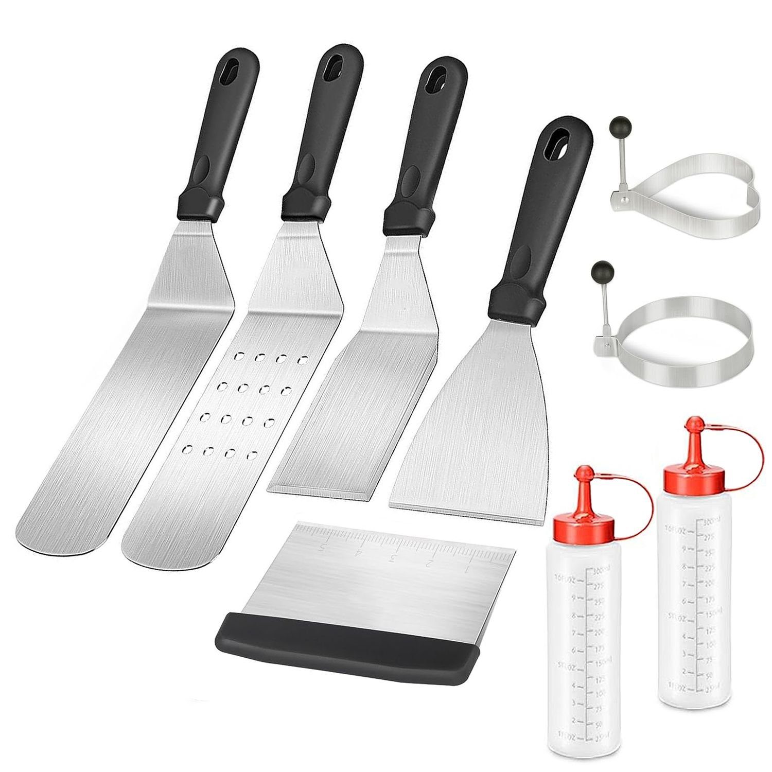Intirilife Grillbesteck-Set, (9 tlg), BBQ Grillbesteck Grillwerkzeug Plancha Kit