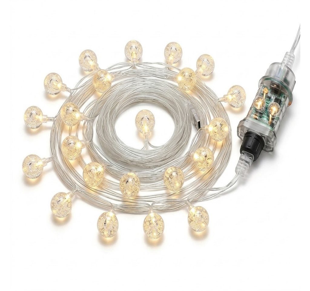 kowdom Lichterkette LED Lichterkette 15m Kugel 8 Modi dimmbar für Innen & Außen IP44, 15m, 100 LEDs, warmweiß, dimmbar, Timer, IP44