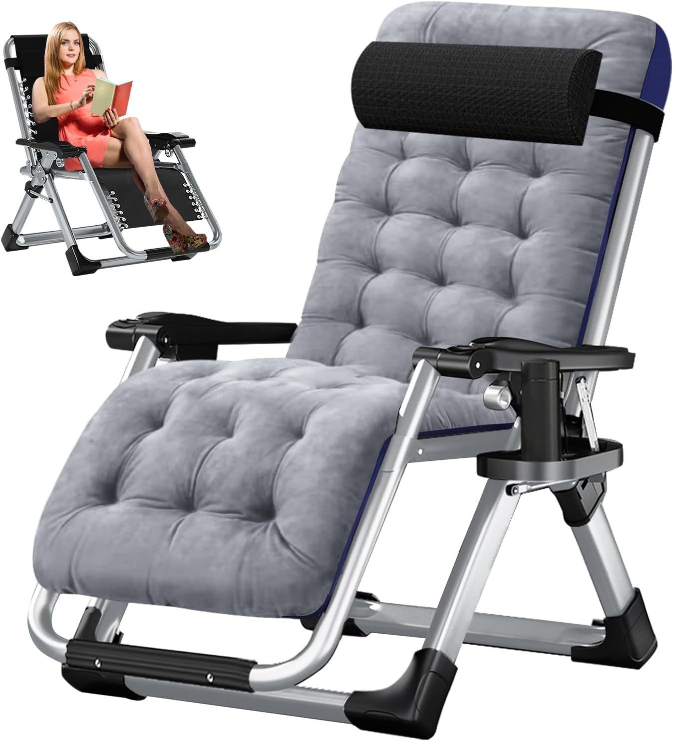 Meulbaty Klappstuhl Klappbar Gartenliege mit Polster Seitentasche, 150 kg T günstig online kaufen