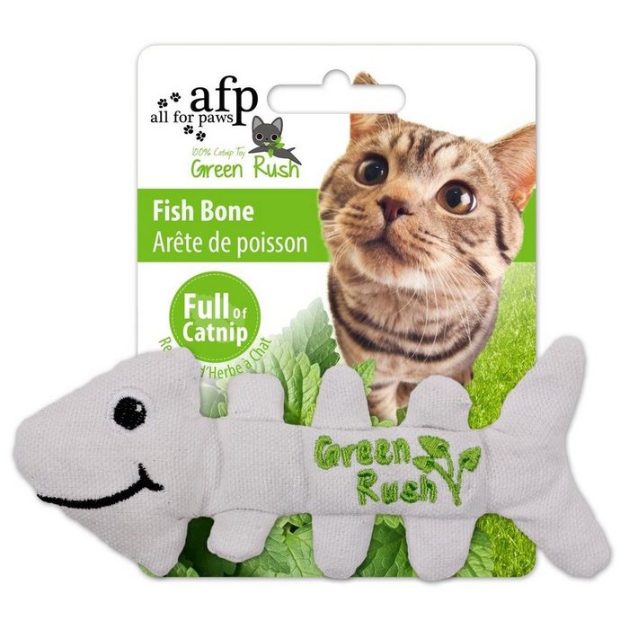 PETGARD Tierkuscheltier Green Rush - Fish Bones Stoff Katzenspielzeug Fischgräten mit Katzenminze