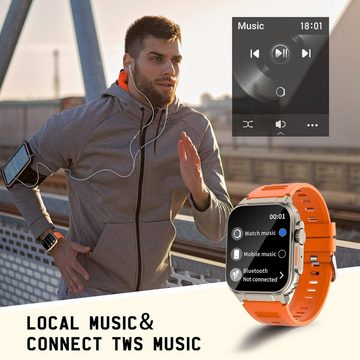 UHOOFIT Smartwatch (2,0 Zoll, Android iOS), Herren Ultra mit Telefonfunktion Fitness-Tracker 600 mAh Akku Sportuhr