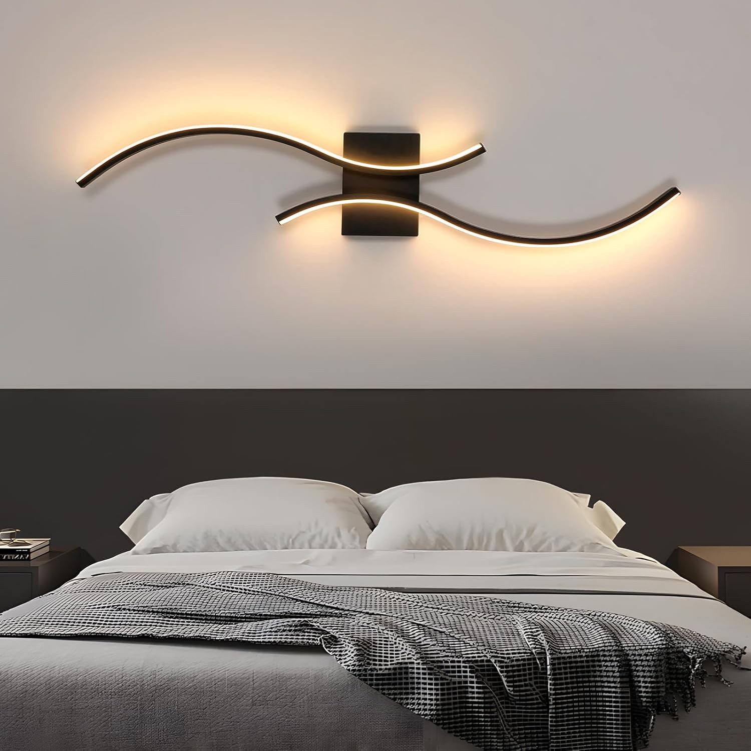 Riserva Wandleuchte Skandinavische Moderne Wandleuchte Schwarz, 80cm, 3000K Warmweiß, 25W, LED wechselbar