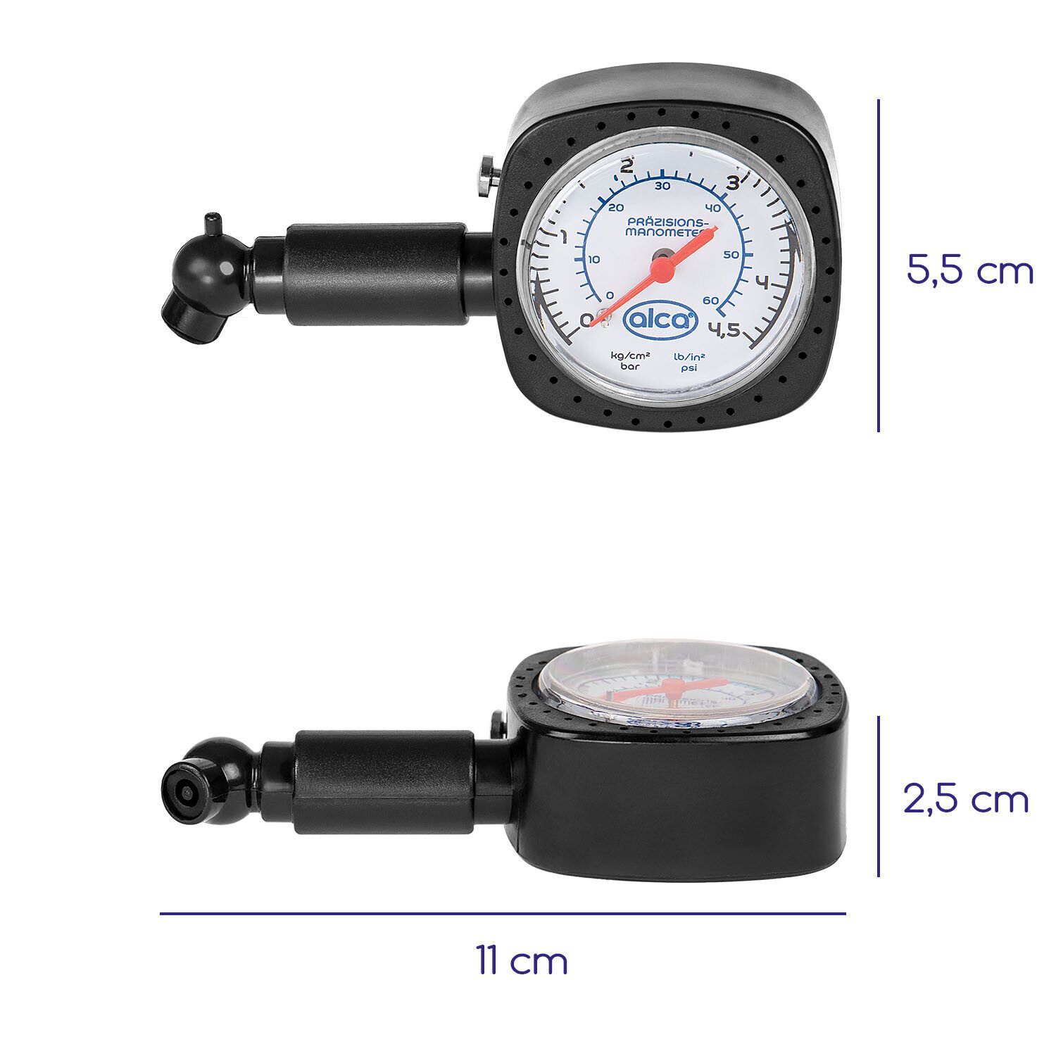 alca tire pressure monitoring system, tire pressure gauge with memory function, manometer for tires up to 4.5 bar, 1-piece.