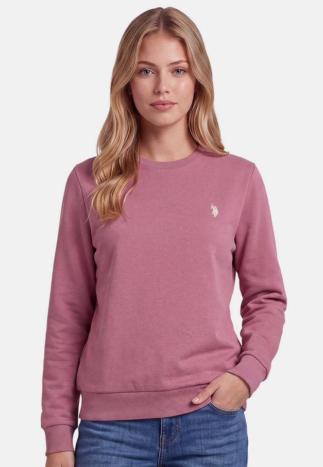 U.S. Polo Assn. Rundhalspullover USZoee – Damen Sweatshirt mit Rundhalsausschnitt Weiche Baumwollmischung, femininer Schnitt und Logo-Stickerei