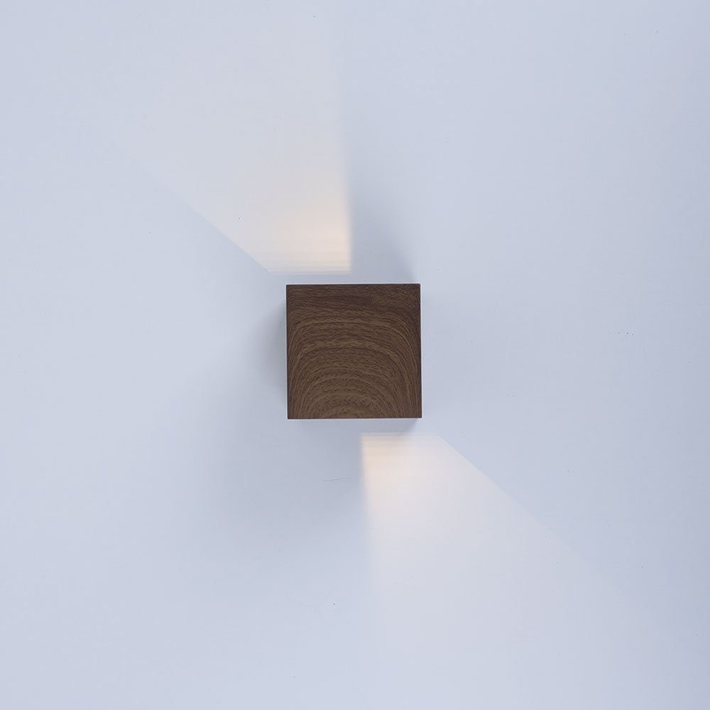 Globo Außen-Wandleuchte, LED Holzoptik Wandstrahler LED-Leuchtmittel verbaut, Warmweiß, fest L 10 eckig Hauswandleuchte Außenleuchte cm