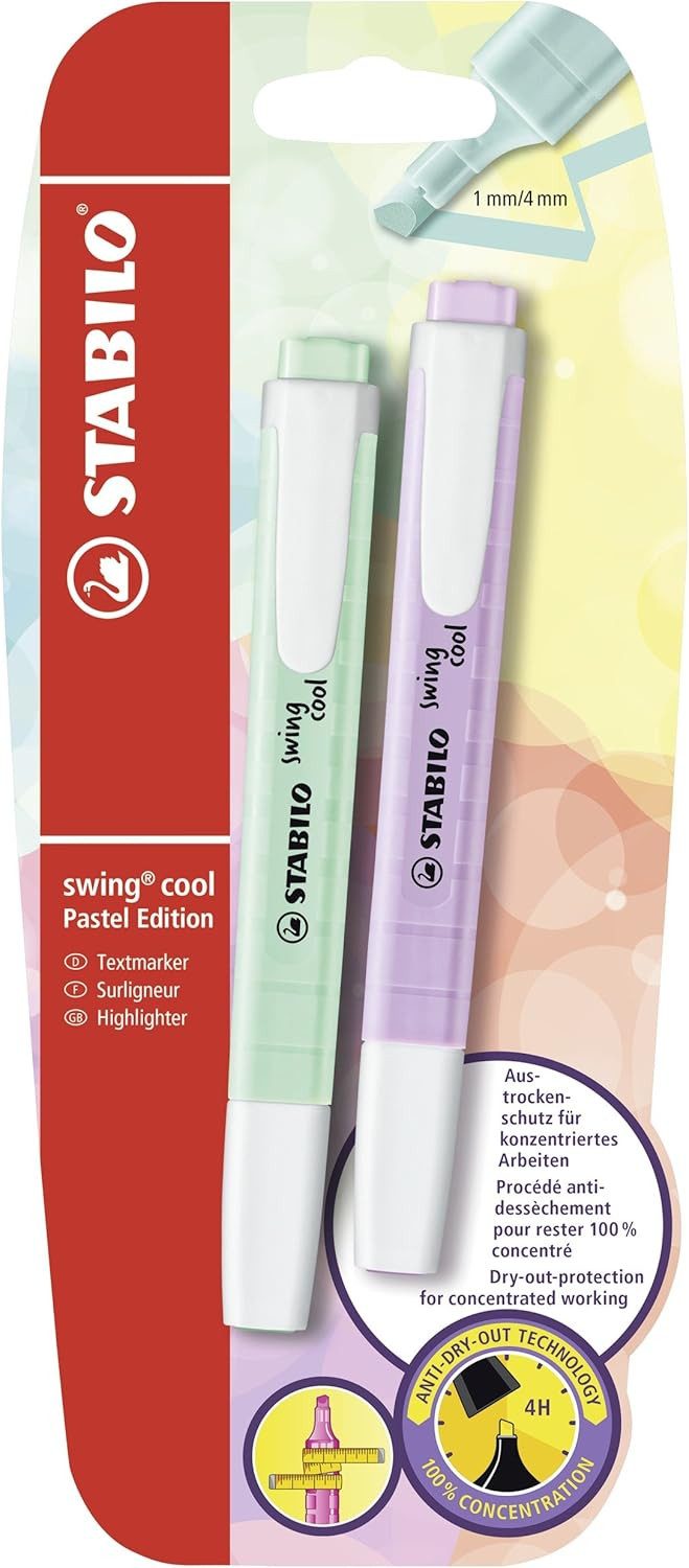 Marker Textmarker STABILO swing cool Pastel 2er Pack Minzgrün und Lila