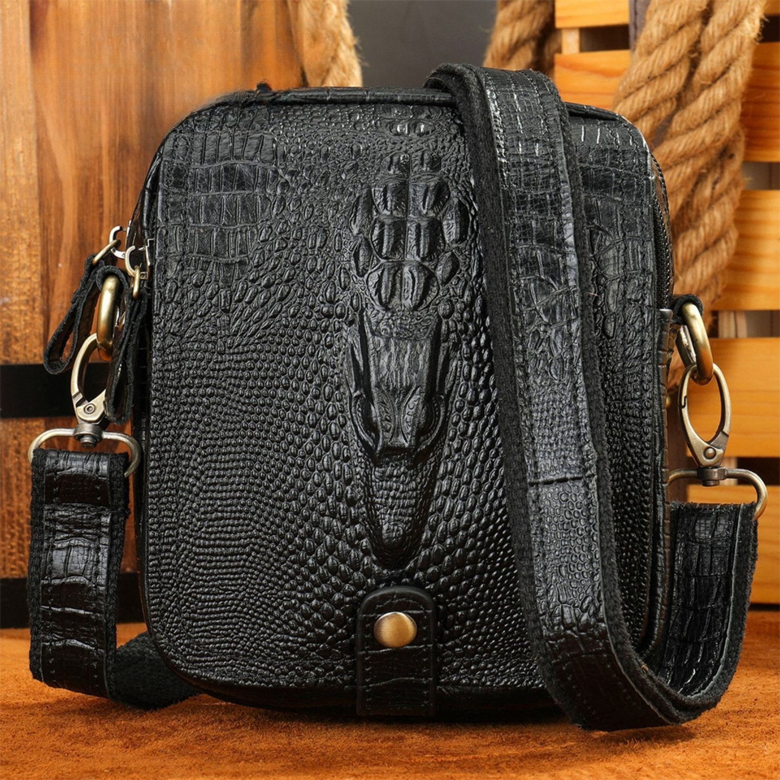 Umhängetasche Herren Geprägtem Muster Leder Umhängetasche Schultertasche