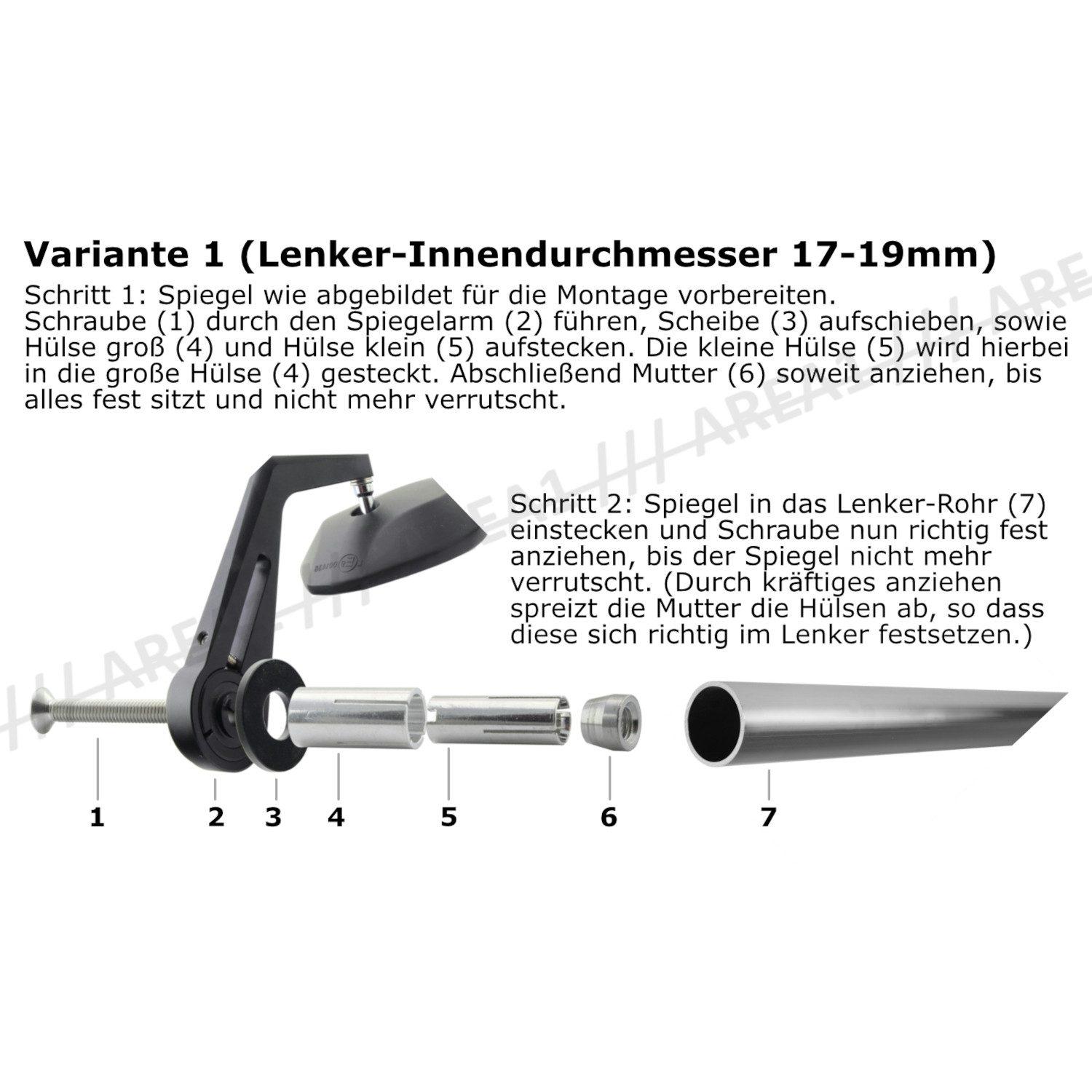 Area1 Motorradspiegel Lenkerendenspiegel Set, rund, E-geprüft