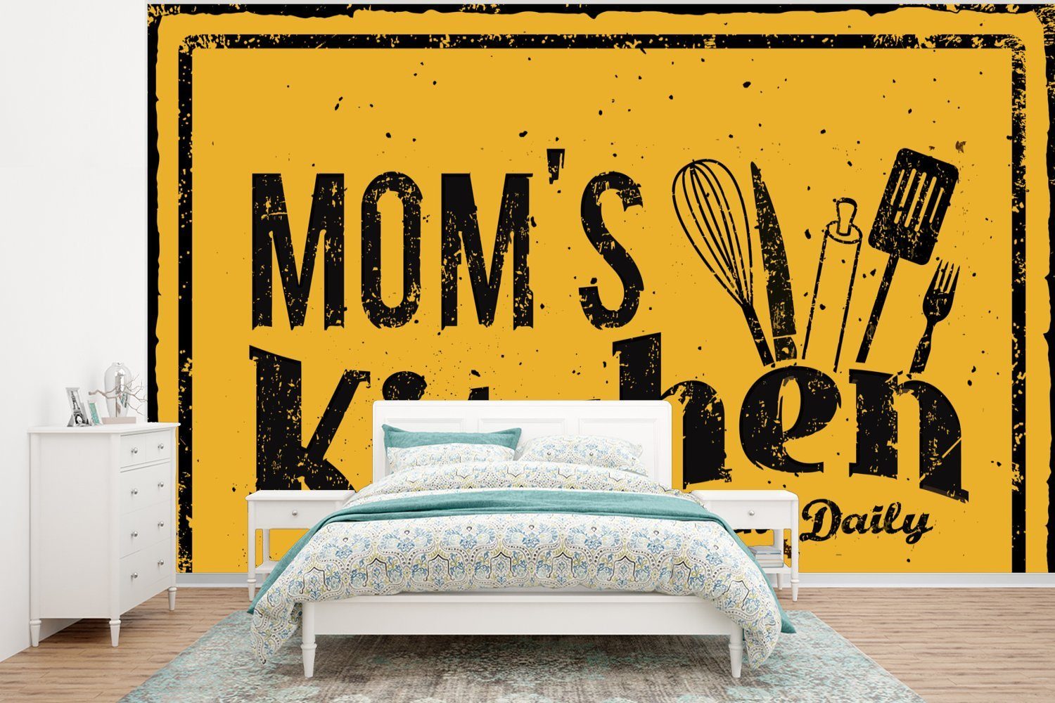 MuchoWow Fototapete Küche - Mutter - Küchenutensilien, Matt, bedruckt, (6 St), Wallpaper für Wohnzimmer, Schlafzimmer, Kinderzimmer, Vinyl Tapete