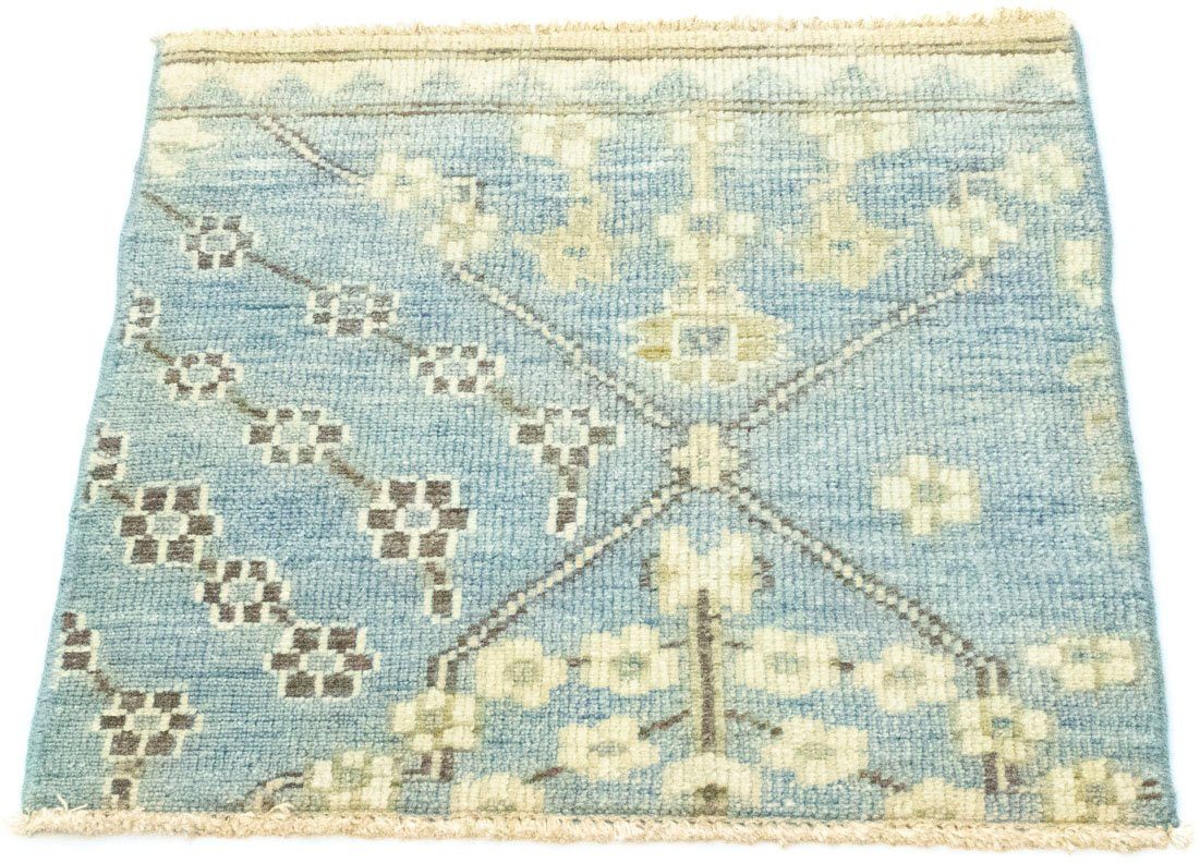 Wollteppich Designer Teppich handgeknüpft blau, morgenland, rechteckig, Höhe:  6 mm, handgeknüpft, 6 mm Gesamthöhe