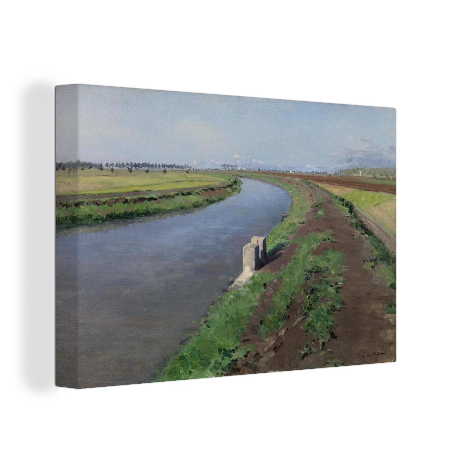 Gemälde (1 Leinwandbild Leinwandbilder, Aufhängefertig, Caillebotte, in Kanals eines Ufer von St), OneMillionCanvasses® Wanddeko, Gustave cm 30x20 Neapel Wandbild -