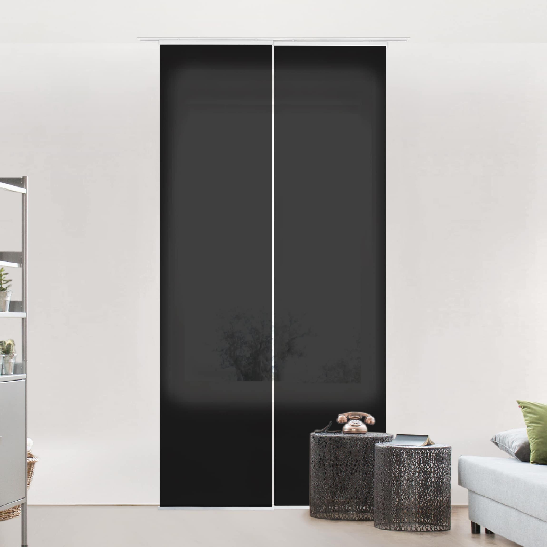 Bilderdepot24 Schiebegardine modern Flächenvorhang blickdicht Tiefschwarz, günstig online kaufen