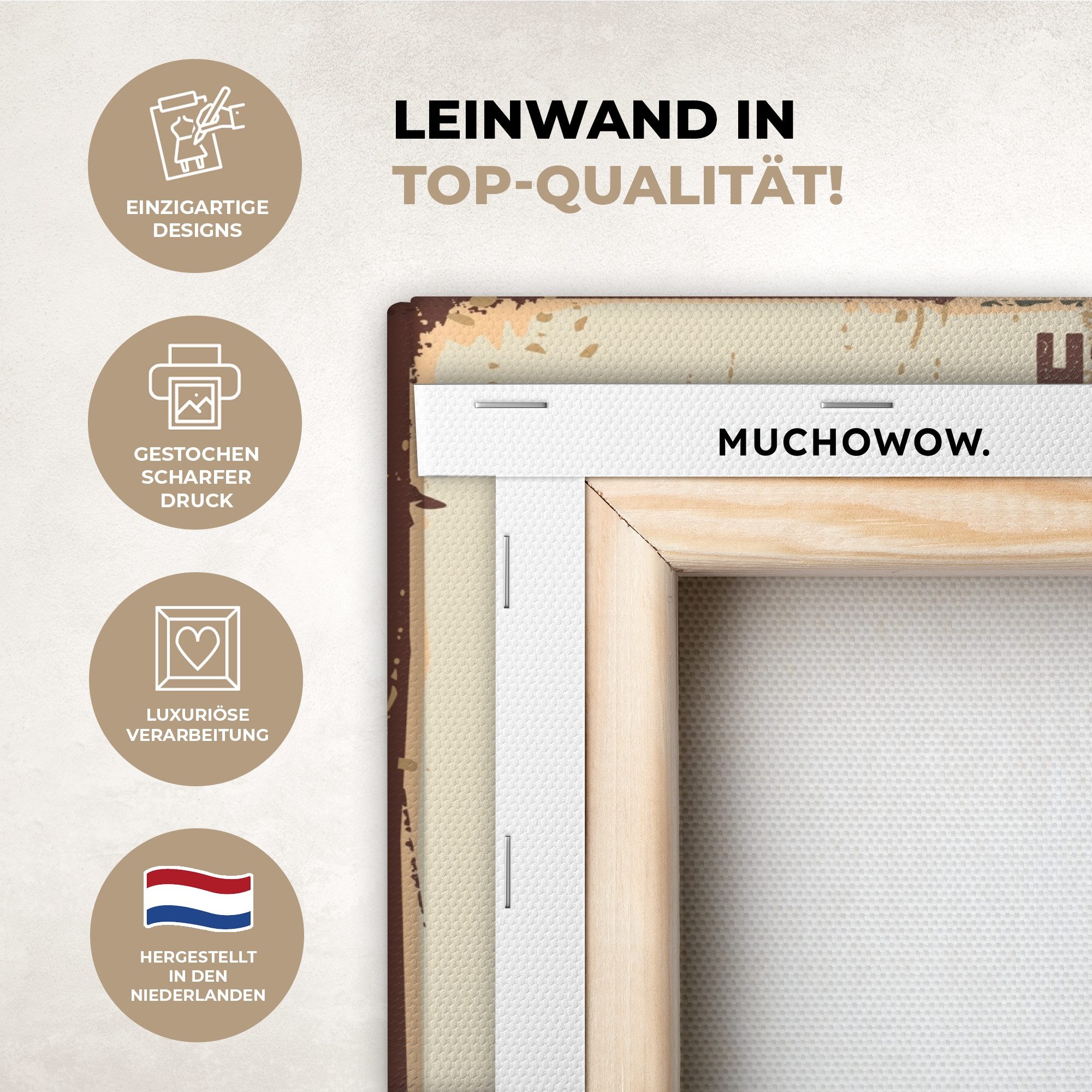 OneMillionCanvasses® Leinwandbild Katze - Vintage - günstig online kaufen