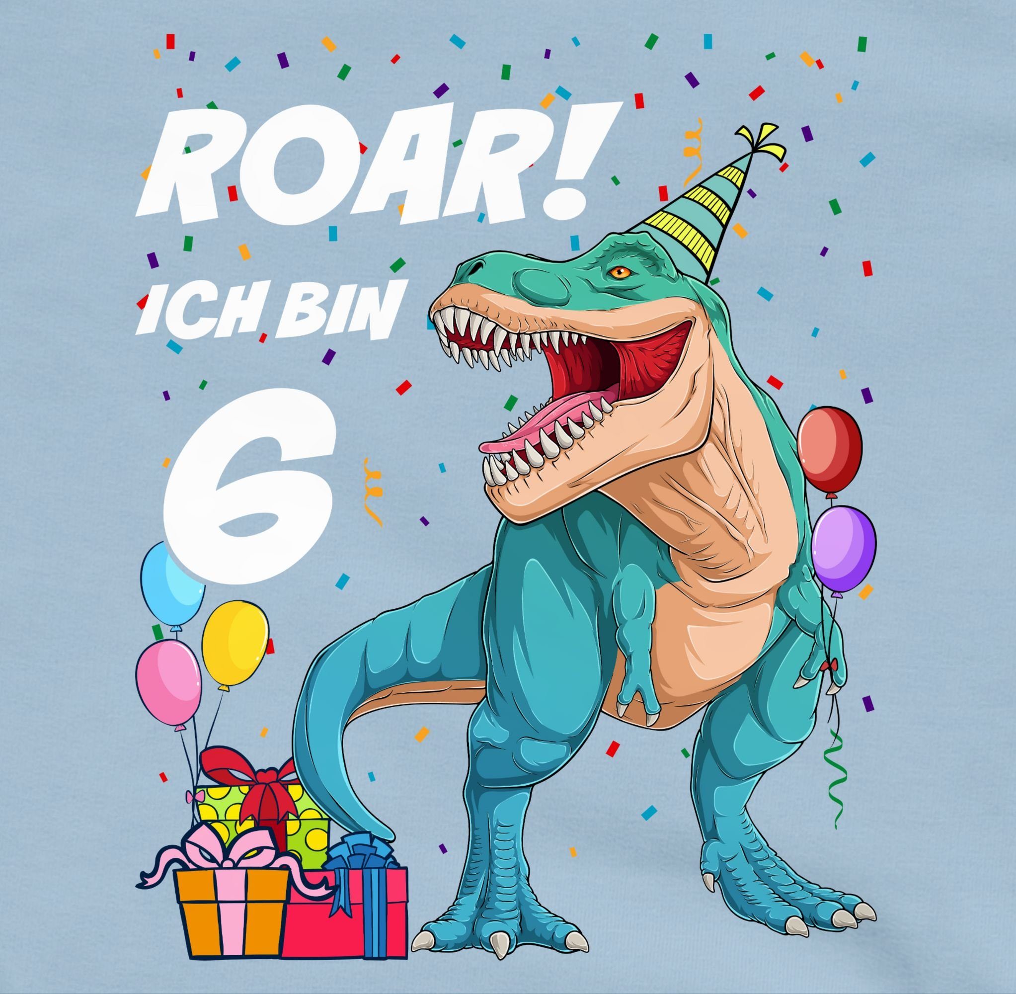 Dino bin Dinosaurier T-Rex Ich Shirtracer Hellblau 6. Geburtstag - Sweatshirt Jahre 3 6