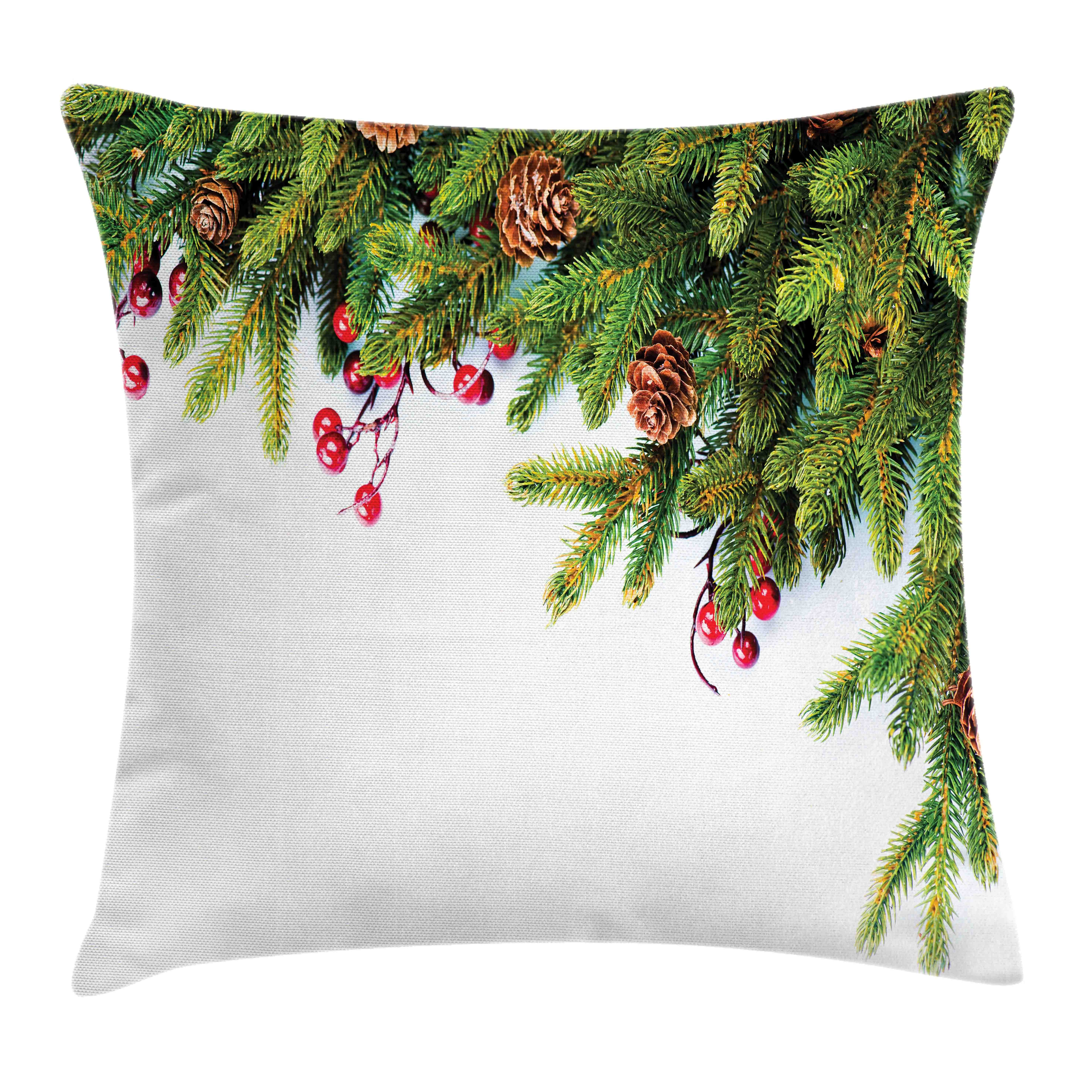 Kissenbezüge Reißverschluss Abakuhaus Druck, Beidseitiger Baum-Zweig mit (1 Weihnachten Farben Kegel Kissenhülle Stück), Farbfesten