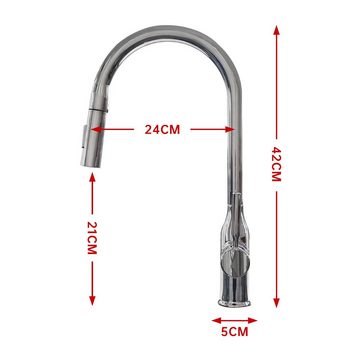 DAKYAM Spültischarmatur Wasserhahn Küche Bad Küchenarmatur Waschtischarmatur ausziehbar mit Ausziehbrause