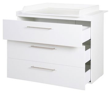 roba® Wickelkommode KIMI, Weiß, mit 3 Schubladen, inkl. Wickelaufsatz, B 117 x H 100 x T 79 cm