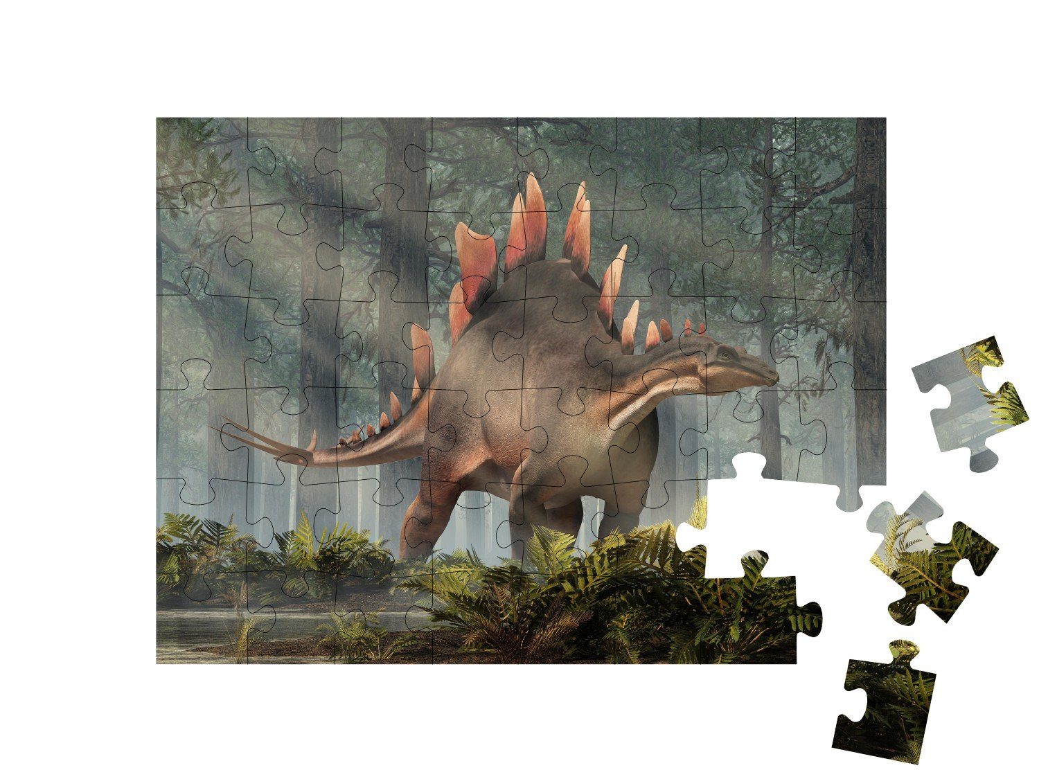 Puzzle puzzleYOU Urzeit 48 Stegosaurus, & Tiere Dinosaurier, aus Pflanzenfresser, ein Fantasy Puzzleteile, 3D-Illustration, puzzleYOU-Kollektionen