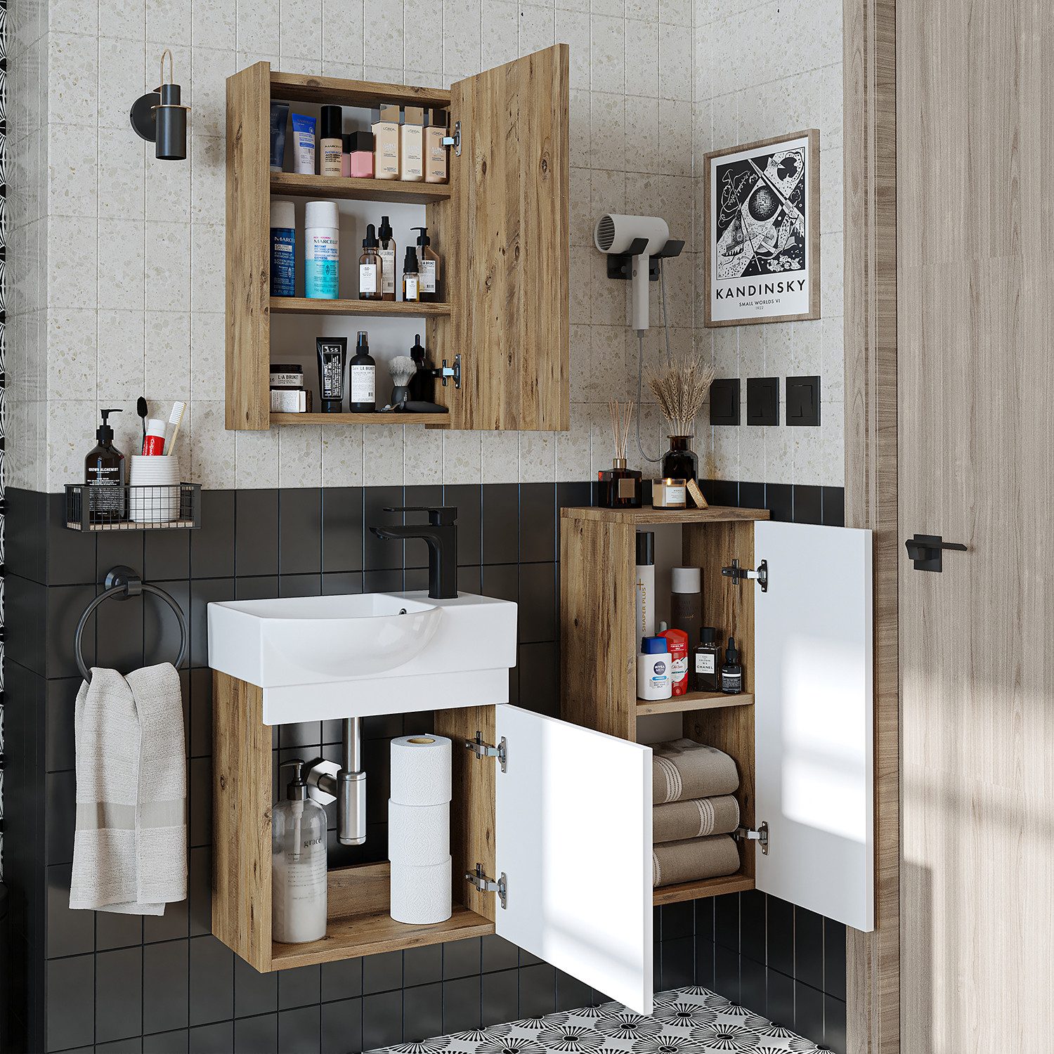 Roomart Badmöbel-Set PUNTO, (Unterschrank mit Waschbecken günstig online kaufen