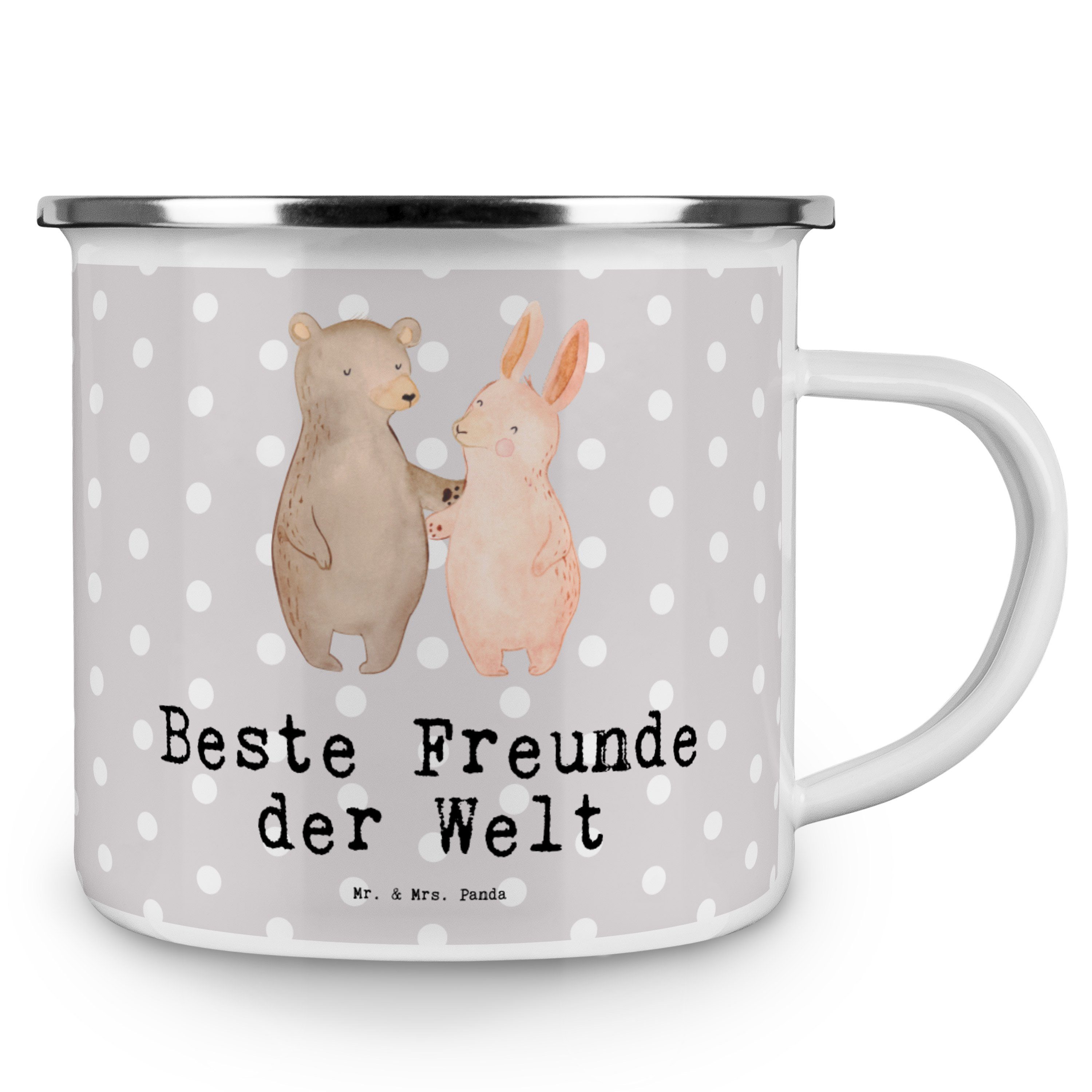 Emaille Mrs. Hase - & der Grau Becher Pastell - Mr. Freunde Welt Beste Blechtasse Geschenk, Panda Out,