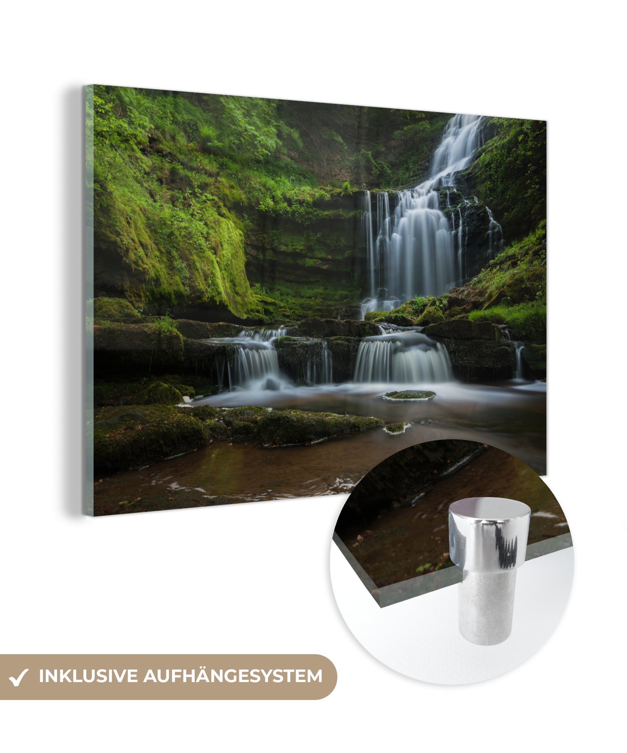 MuchoWow Acrylglasbild Wasserfälle im Yorkshire Dales National Park in England, (1 St), Acrylglasbilder Wohnzimmer & Schlafzimmer | Bilder