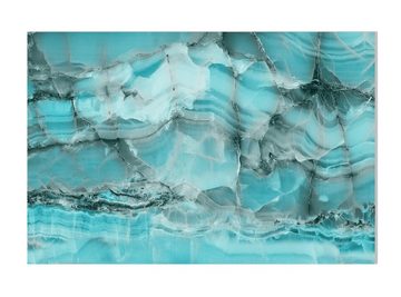 wandmotiv24 Leinwandbild hellblauer Marmor, Gestein, Blau, Stein, Steine & Holz (1 St), Wandbild, Wanddeko, Leinwandbilder in versch. Größen