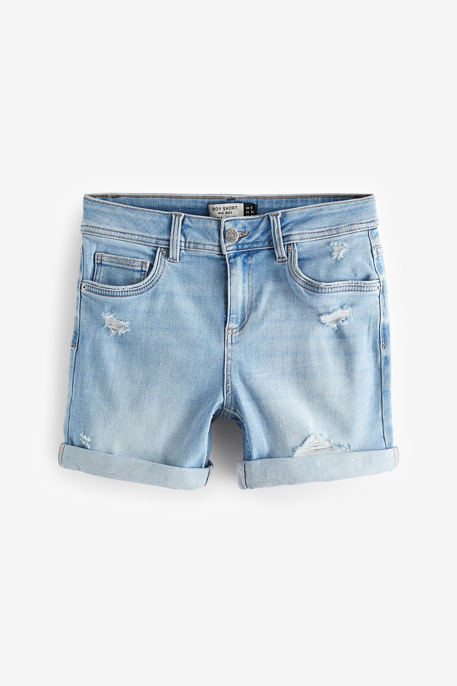 mit Shorts Jeansshorts Bleach Next Boyfriend-Schnitt Denim (1-tlg)