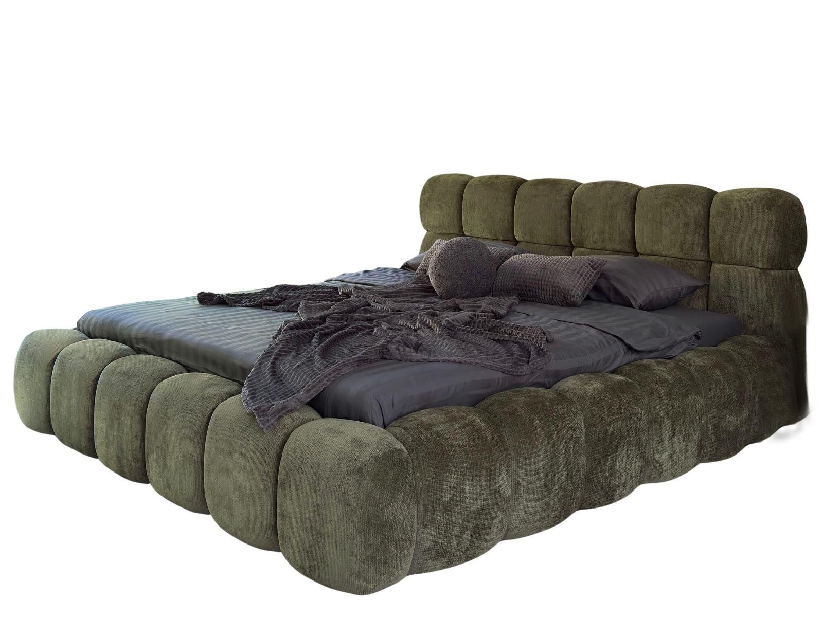 Compleo Polsterbett ELVA im Wolken-Look mit Bettkasten und hohem, weichem Kopfteil (Chenille-Stoff), 180 × 200 cm, Holzrost und Schaumstoff, Schlafkomfort – Bild 2 von 5