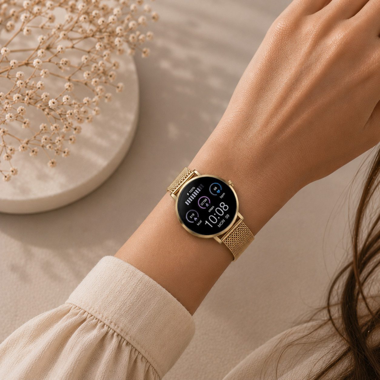XCOAST SIONA 2 NANO - ultra kleine Damen Smartwatch (3,7 cm/1,19 Zoll, iOS und Android) Filigran, Frauen Armbanduhr, Fitnesstracker, 1-tlg., Fitness Tracker, Da – Bild 4 von 5