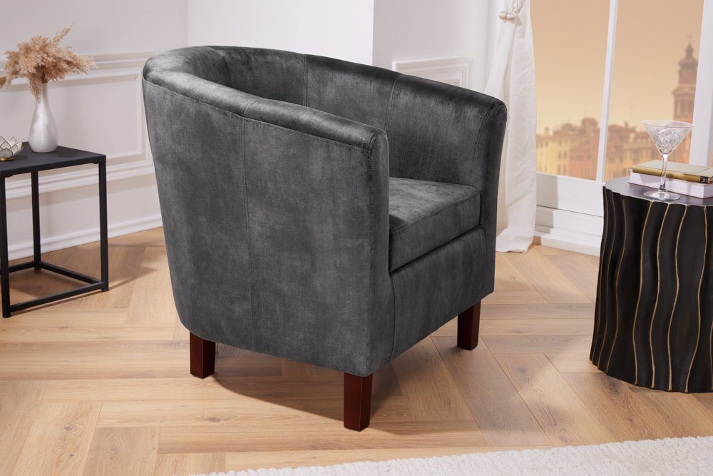 riess-ambiente Loungesessel HEMINGWAY dunkelgrau / braun (Einzelartikel, 1-St), Wohnzimmer · Samt · Schlafzimmer · Modern Design – Bild 4 von 5