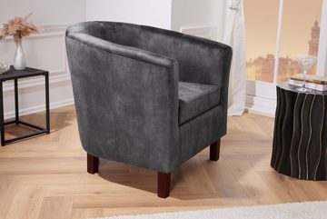 riess-ambiente Loungesessel HEMINGWAY dunkelgrau / braun (Einzelartikel, 1-St), Wohnzimmer · Samt · Schlafzimmer · Modern Design