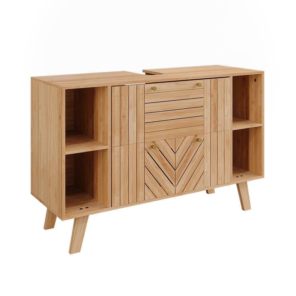 Vicco Waschbeckenunterschrank Lucie, Bambus, 100 x cm mit 2 Schubladen (1-St)