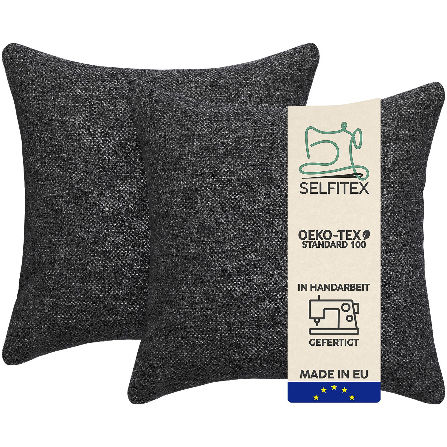 Selfitex Dekokissen 2er Set, 30x50/40x40/40x60/50x50 inkl. Füllkissen, Farben zur Auswahl, robuster Polsterstoffbezug mit weichen Füllkissen