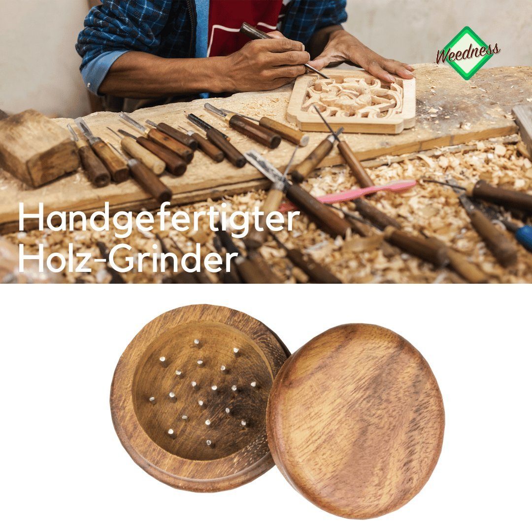 Weedness Kräutermühle Ebenholz aus Grinder Cruncher Holz Wood Crusher handgefertigt