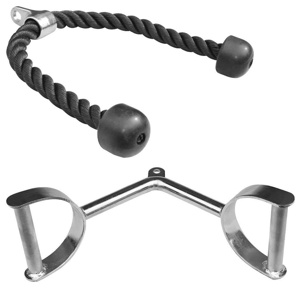 Sporttrend 24 Trainingshilfe Seilzug Set - Trizeps Seil + Rudergriff