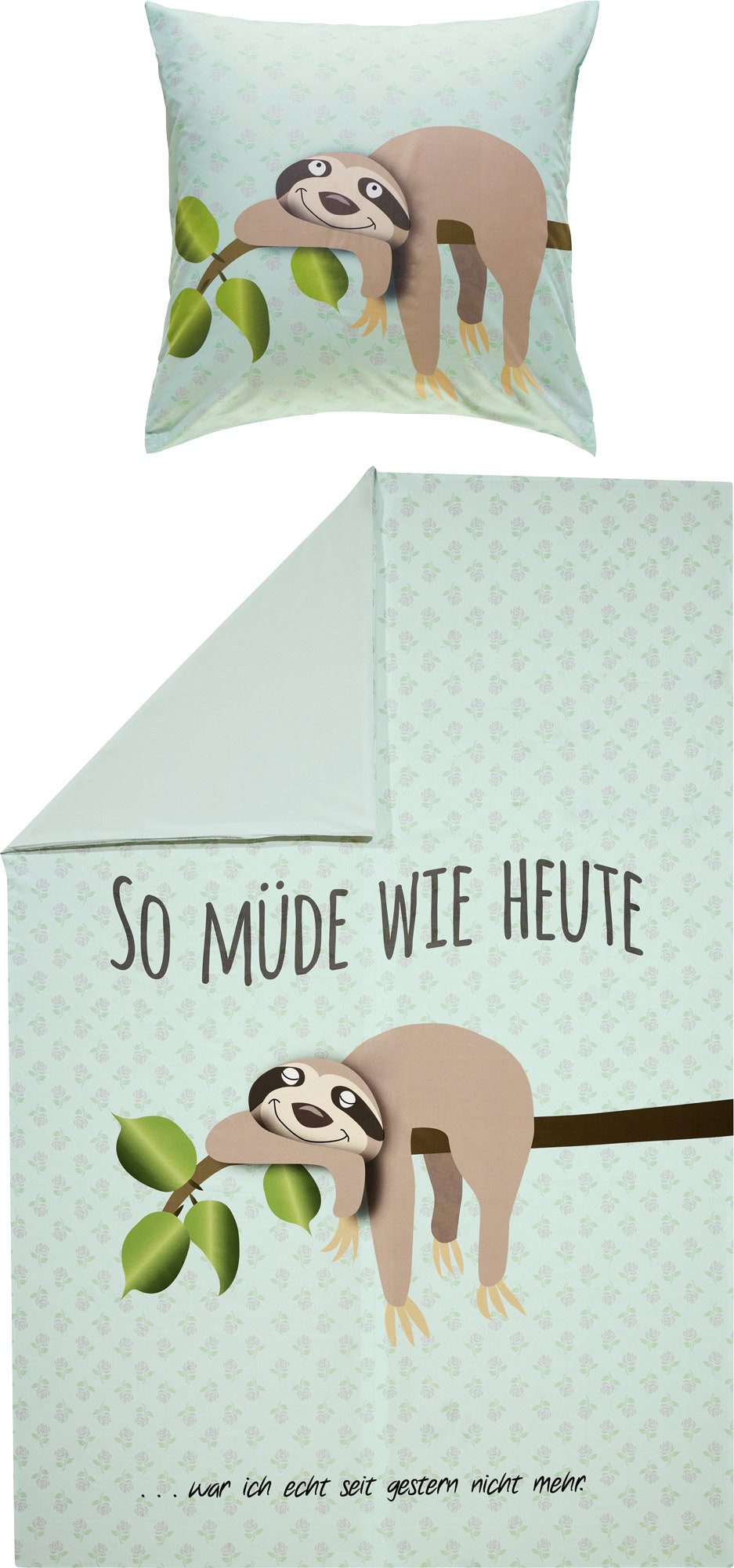 Erwin Müller Kinderbettwäsche Wendebettwäsche "Faultier", Renforcé, Tiermot günstig online kaufen