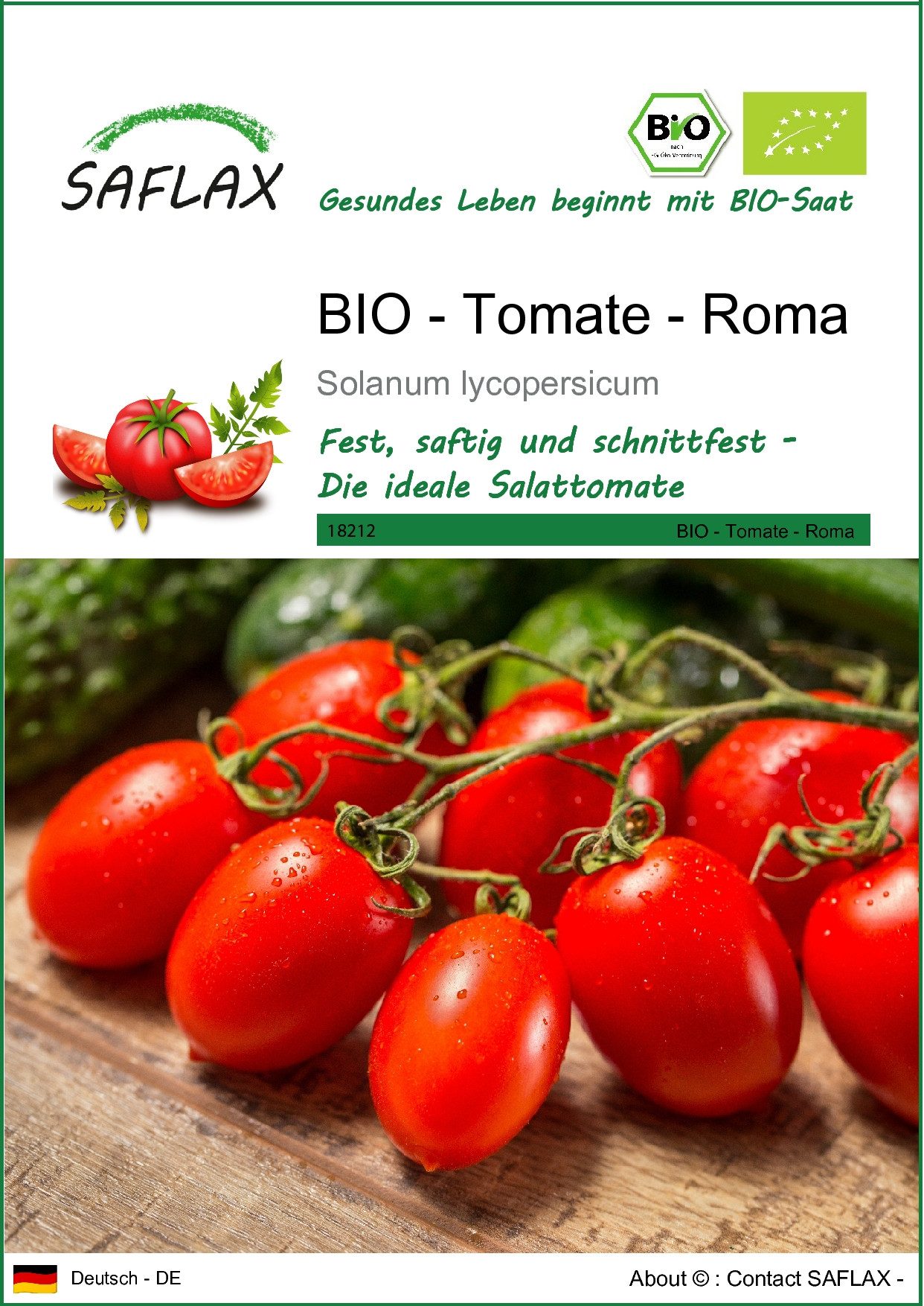 Gemüsesamen SAFLAX - Samen - BIO - Tomate - Roma