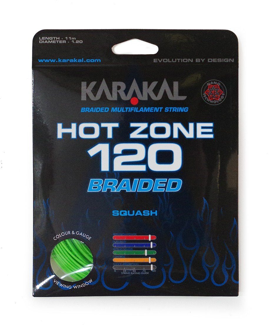 Squashsaite Hot Zone Braided 120 (Power+Kontrolle) 1.20mm grün 11m Set