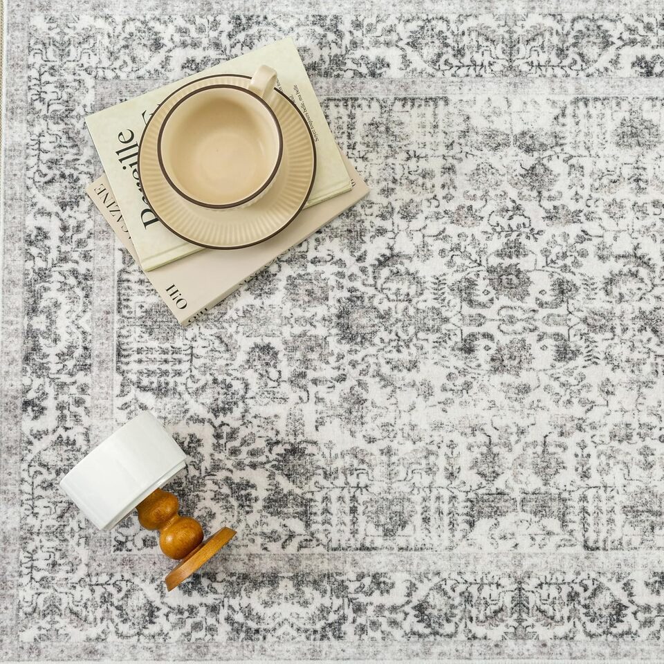 PURECOZY Teppich kurzflor, Wohnzimmerteppich, rutschfester Teppich, Vintage-Stil, rechteckig, Höhe: 50 mm, geeignet für verschiedene Innenräume, 180x60cm