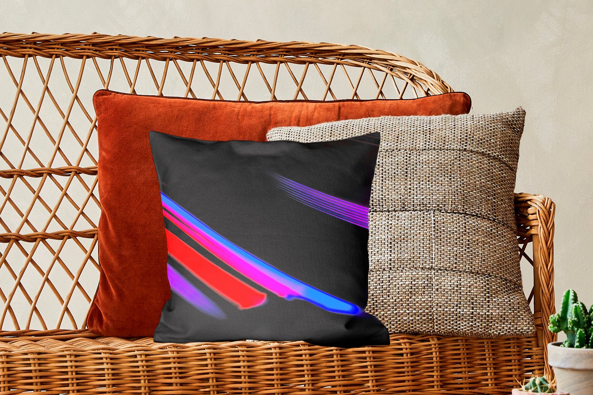 Sofakissen Zierkissen Lichtstreifen, mit mit Deko, für violetten Füllung Wohzimmer, Schlafzimmer, Dekokissen MuchoWow Geometrie