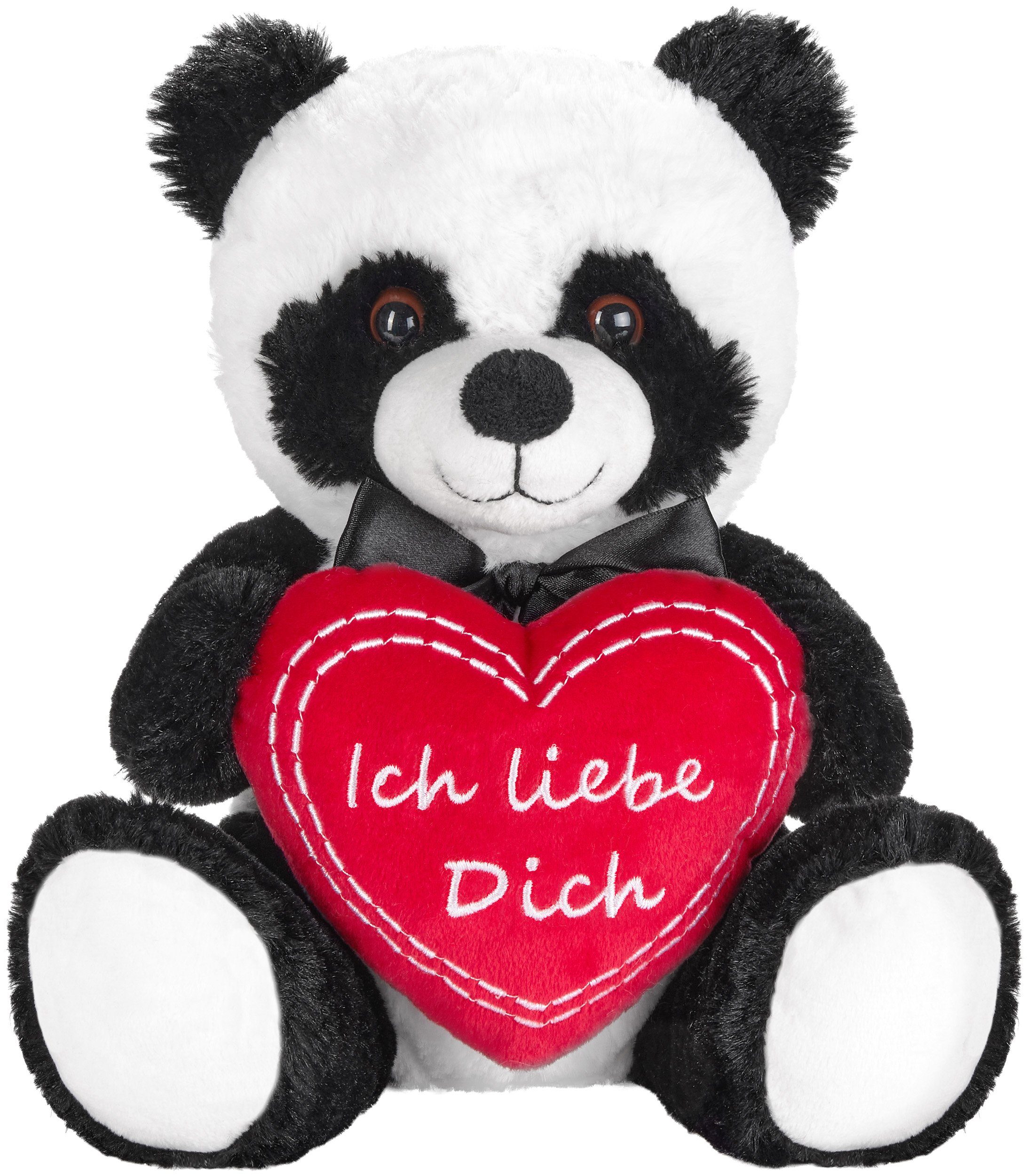 BRUBAKER Kuscheltier Panda Teddy Plüschbär mit Herz Rot Ich Liebe Dich (1-St., Geschenk-Set), 25 cm - Pandabär Kuscheltier - Teddybär Plüschteddy Schmusetier - Stofftier Schwarz Weiß