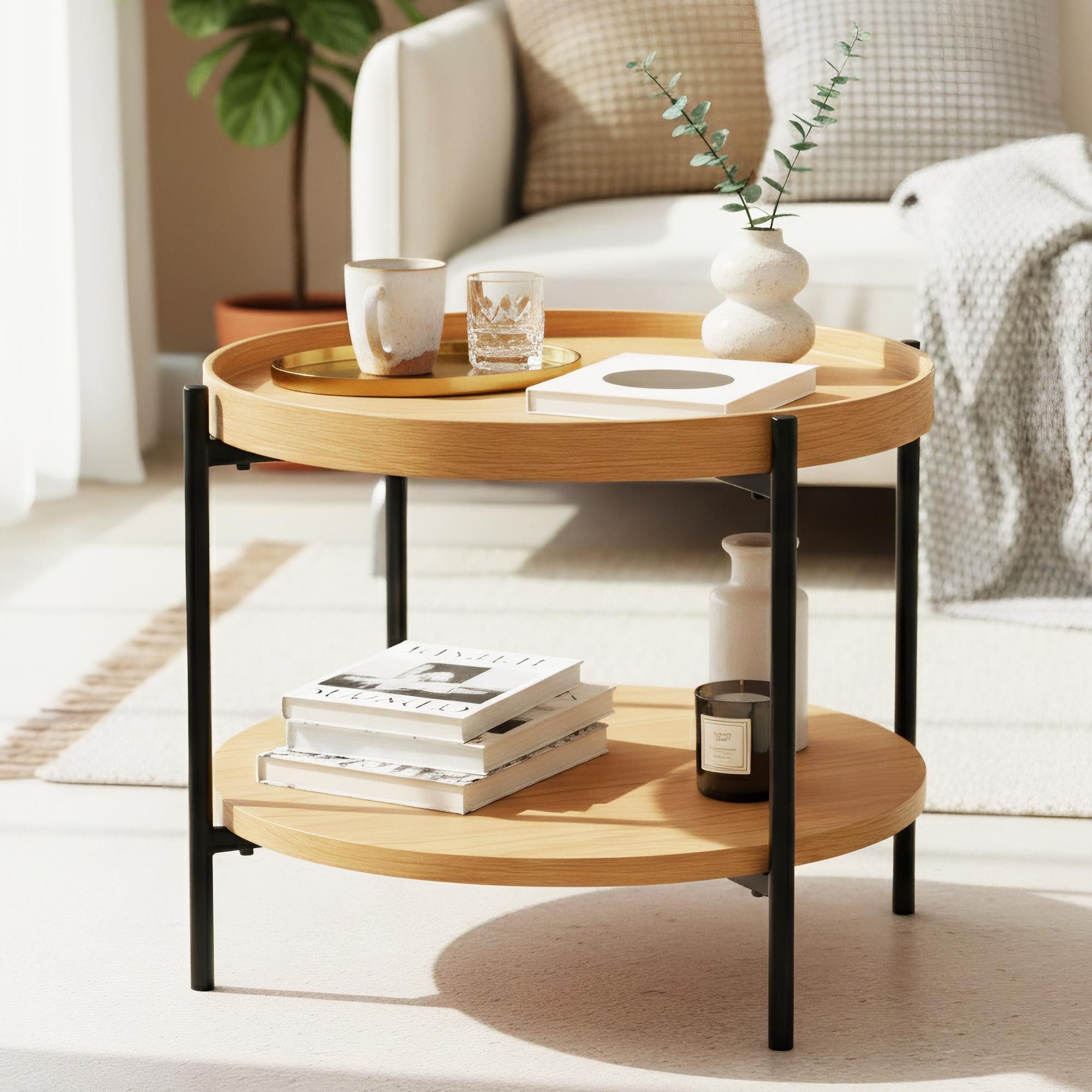 CLP Couchtisch Corbitan, Holztisch, pulverbeschichtetes Metall günstig online kaufen