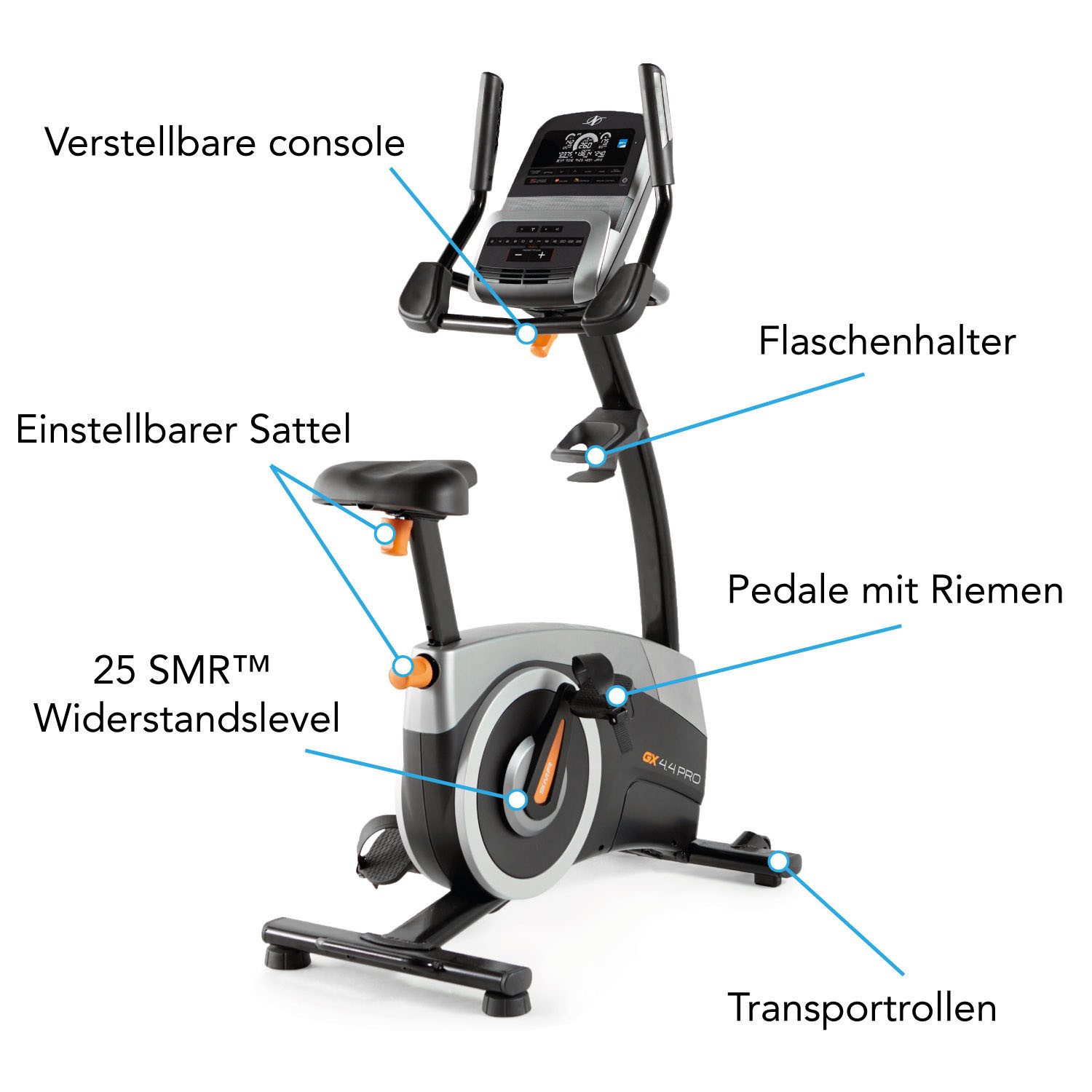 NordicTrack Heimtrainer GX 4.4 Pro (mit integr. Lautsprechern), 125 kg max. Benutzergewicht, Fahrrad, 25 Widerstandsstufen