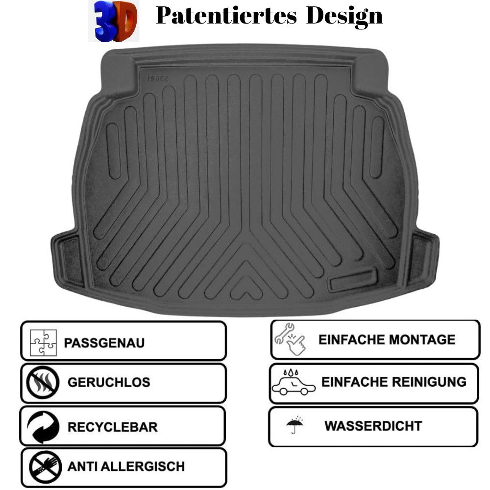 Trimak Passform-Fußmatten Oder Kofferraumwanne Oder Set kompatibel mit Toyota C-HR, Toyota C-HR 2016-2023 Kofferraummatte TPE Antirutschmatte Schutzmatte