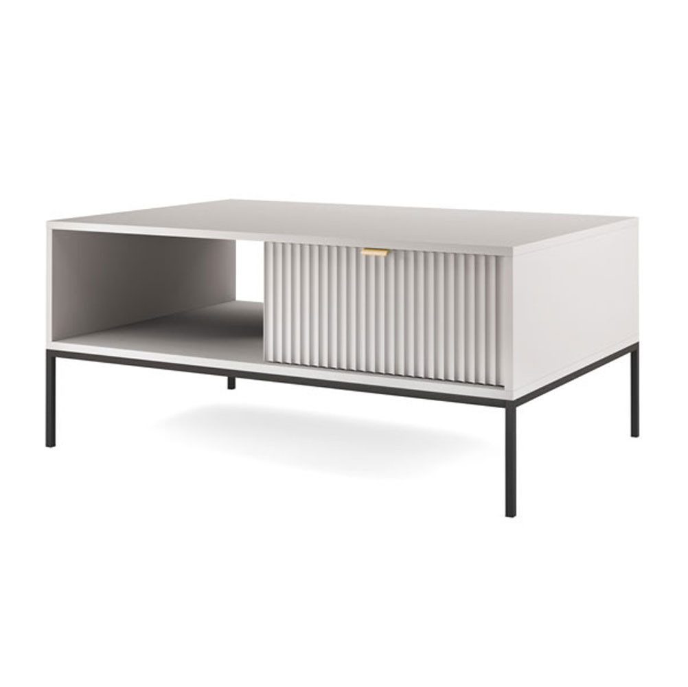 Feldmann-Wohnen Couchtisch Nova (mit Schubladen, moderne Optik, mit Schubladen), 104x68cm grau MDF