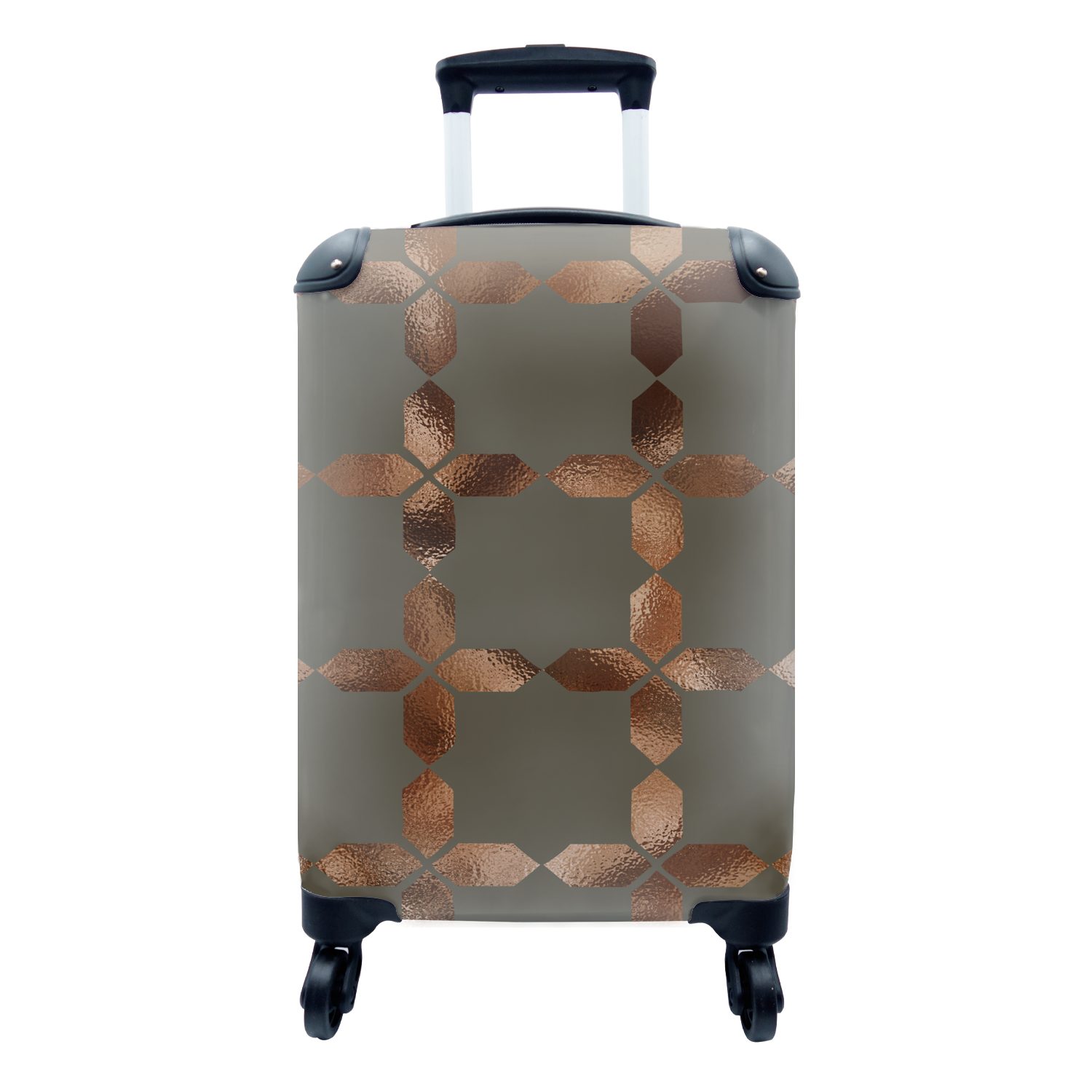 MuchoWow Handgepäckkoffer Muster - Bronze - Grün - Luxus, 4 Rollen, Reisetasche mit rollen, Handgepäck für Ferien, Trolley, Reisekoffer