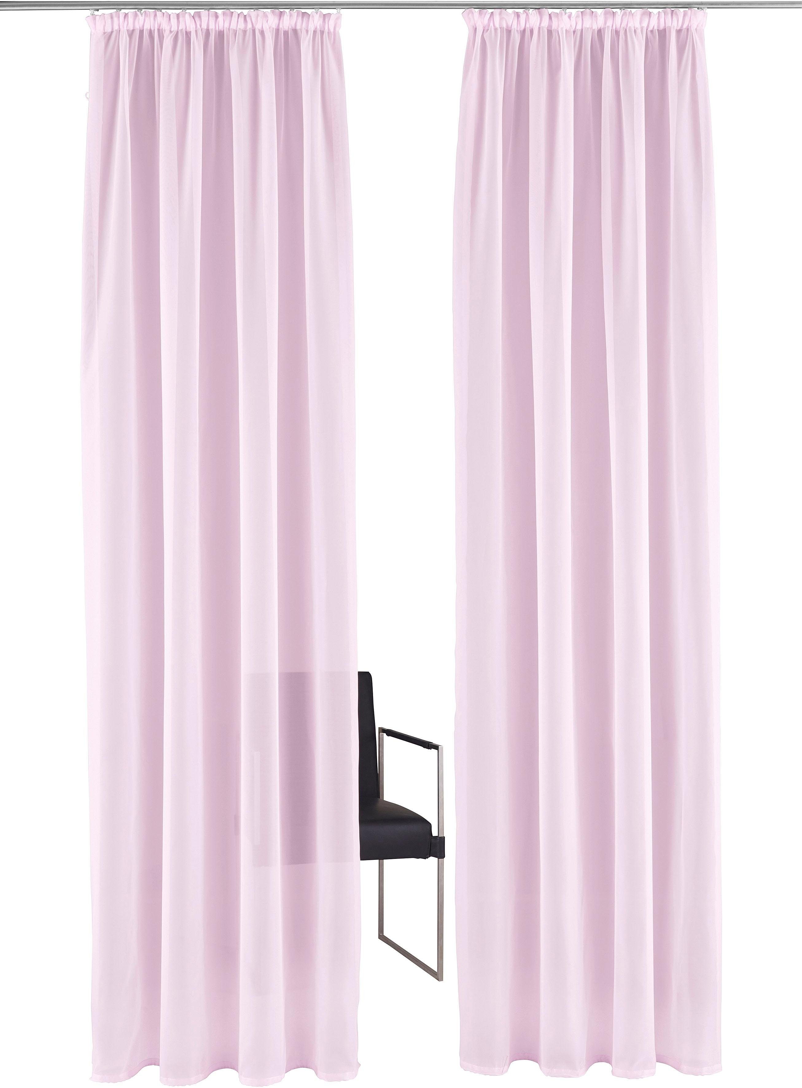Gardine XANA, my Kräuselband transparent, St), rosé home, (1 Polyester, Schal, Voile, 1 pflegeleicht einfarbig